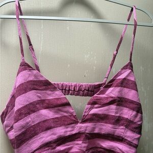 a new day Pink and Burgundy Striped Spaghetti Strap Crop Top